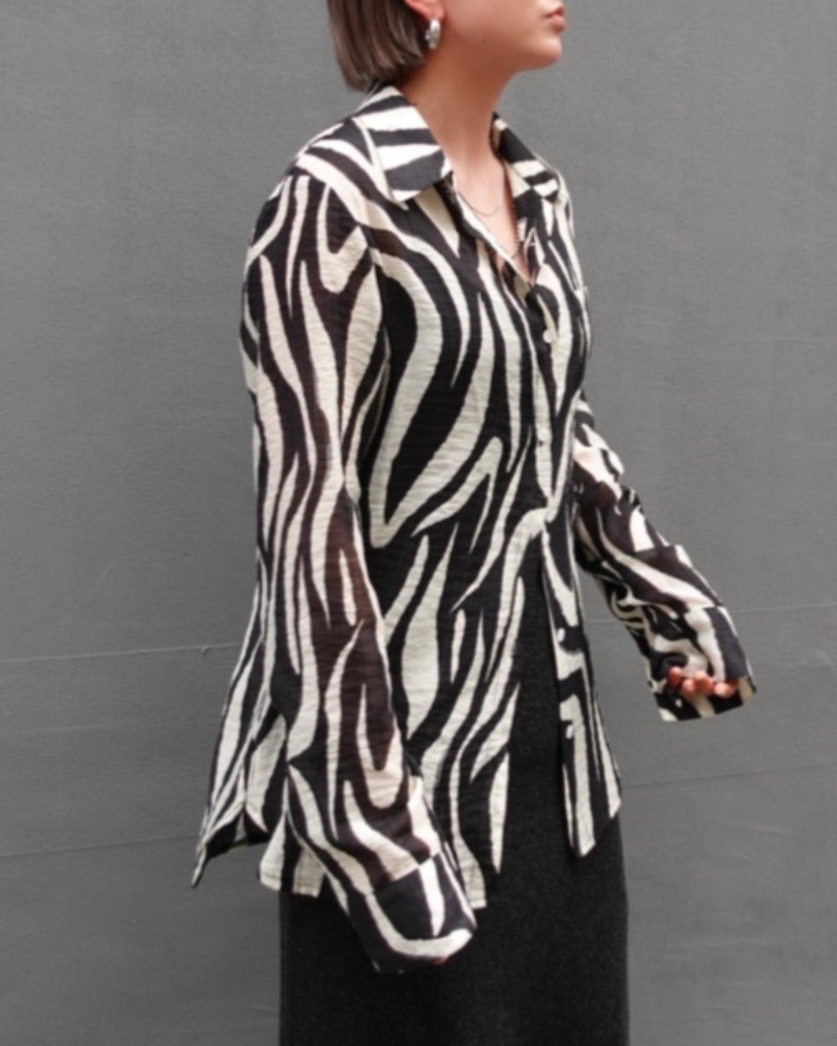 プリントシアーシャツ